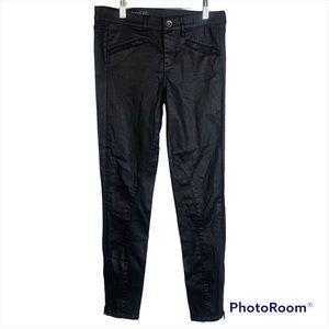 Madewell black coated skinny pants  size 25” ankle zippers